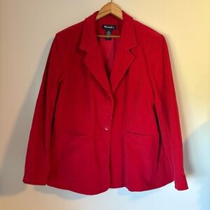 Denim&Co Vibrant Red 100% Cotton Corduroy Pattern Women's Blazer
